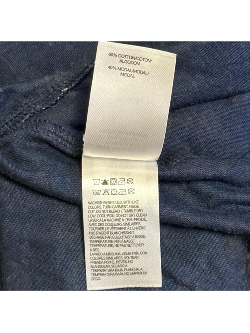 Lucky Brand Women's Navy Blue Floral Boho Peasant Long Sleeve Knit Top Size XL - Picture 8 of 8